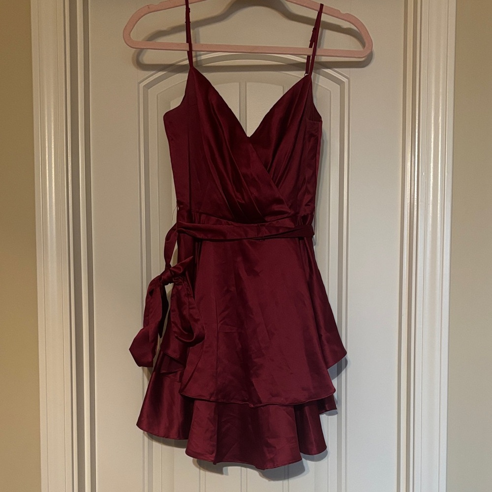 B Darlin Burgundy Mini Dress